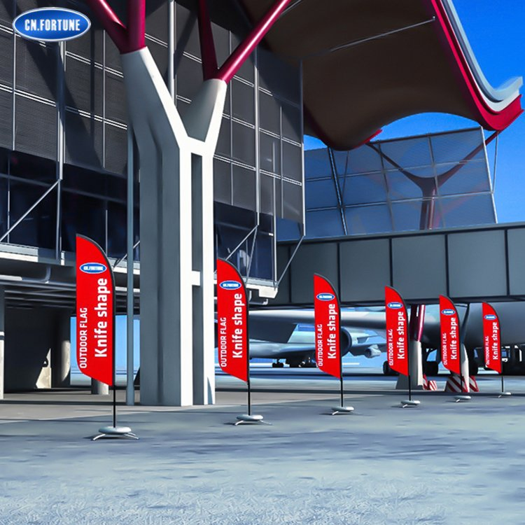 High Quality Knitted Polyester Customized Feather Shark Shaped Beach Flag