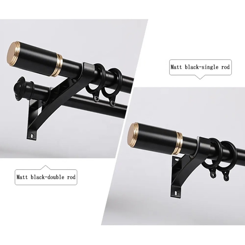 Aluminum Curtain Rod Sets Accessories Double Rod Brackets Nickel Champagne/Curtain Ring