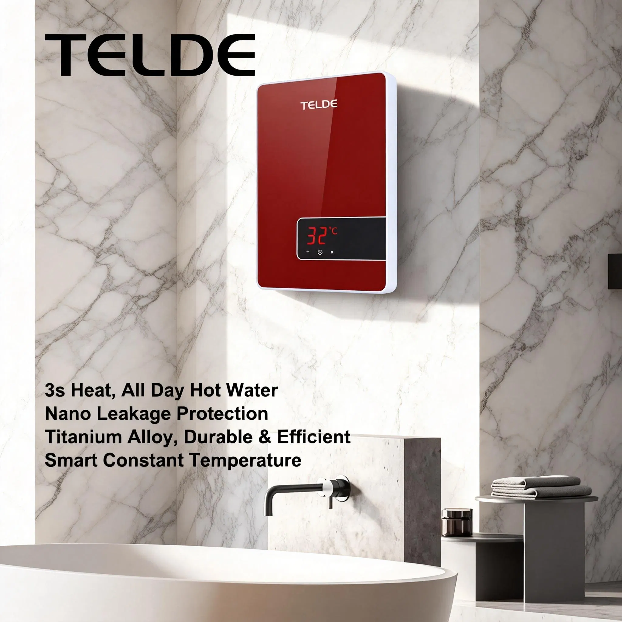 Tankless Water Heater with High Power Efficiency and Safety Mechanisms