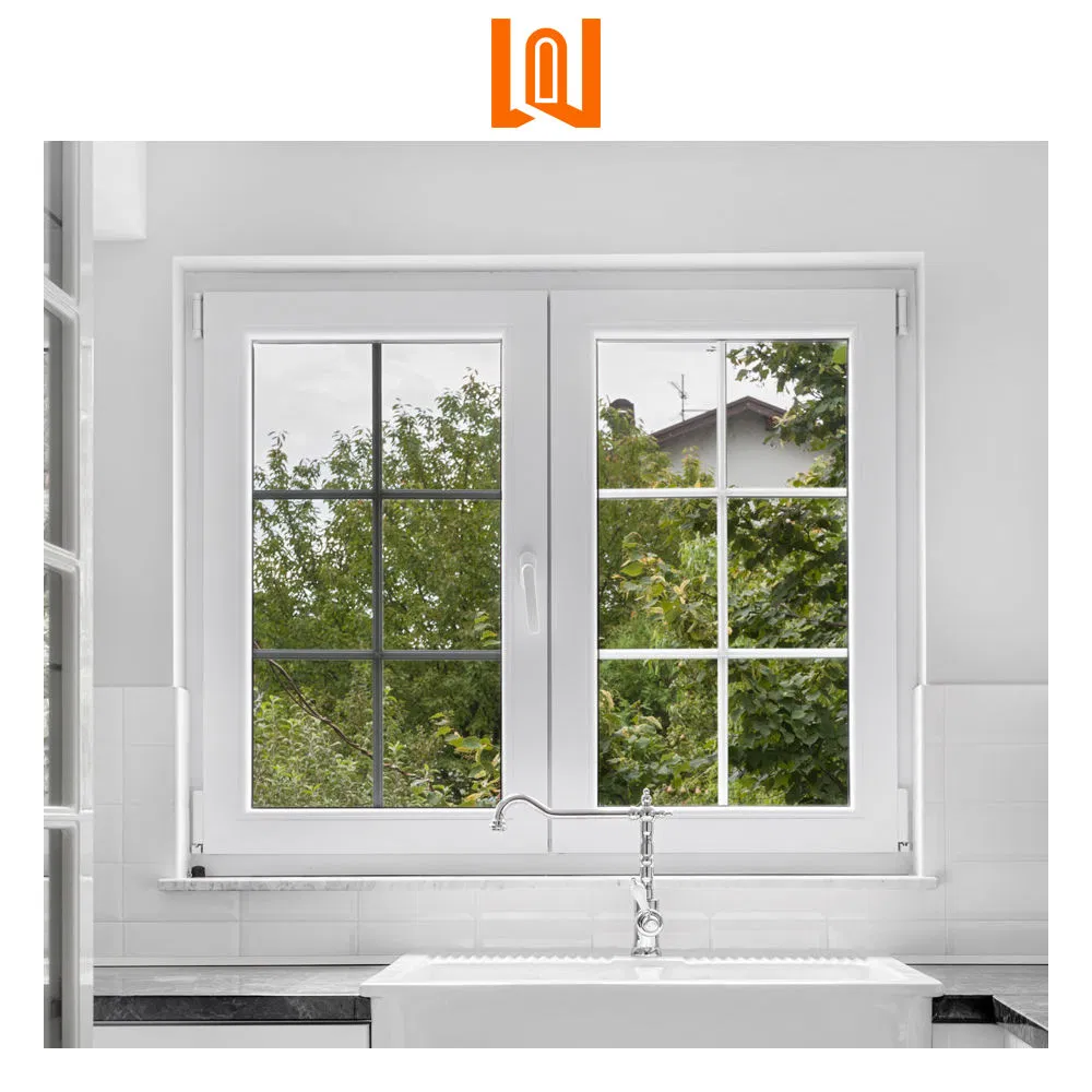 European Style Hurricane Proof Simple Design French Vinyl Casement Window
