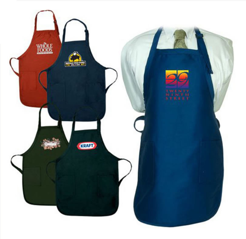 Cotton Disposable Cooking Kitchen Aprons with Custom Logo Embroidery Promotional (M-NF30F19001)