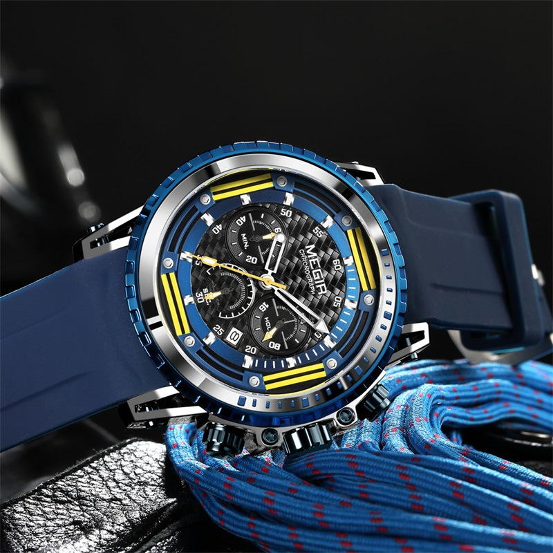 Megair 2143 Men's Silicone Band Sports Fashionable Waterproof Men's Quartz Watch