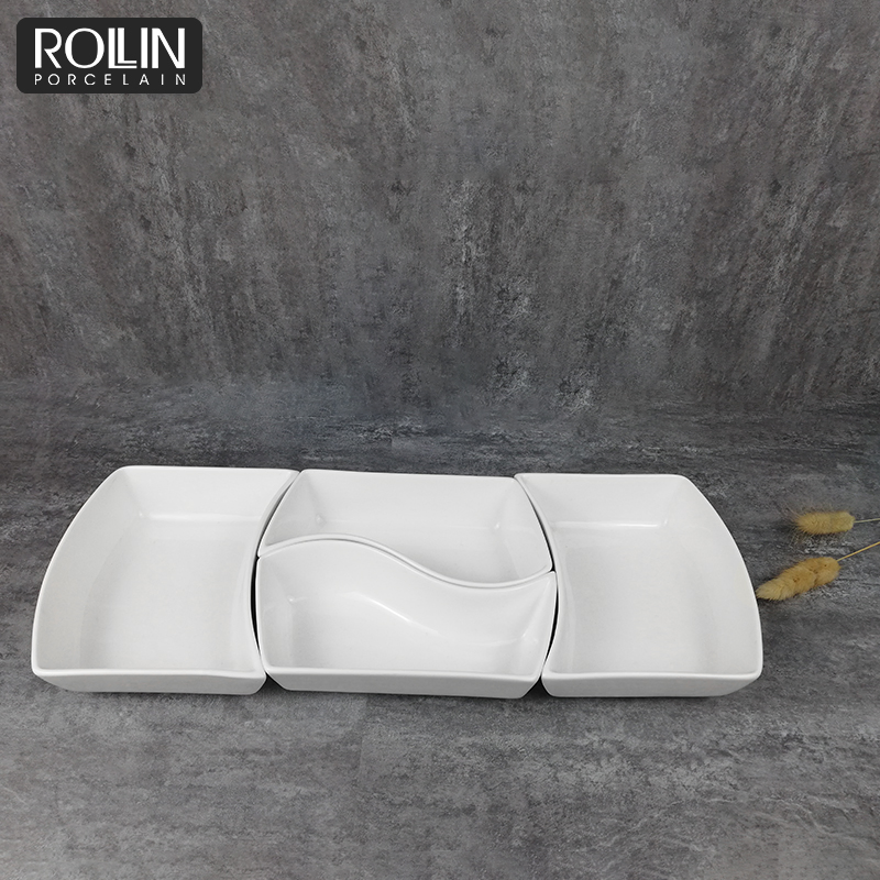 Porcelain Divided Appetizer Plates for Hotel and Restaurant