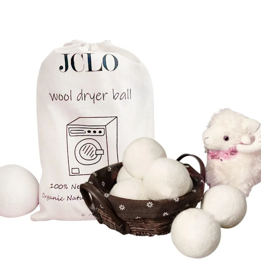 Factory Support OEM Design Custom Logo Wholesale 6 Pack Eco Friendly Laundry Wool Felt Dryer Balls with Cotton Bag