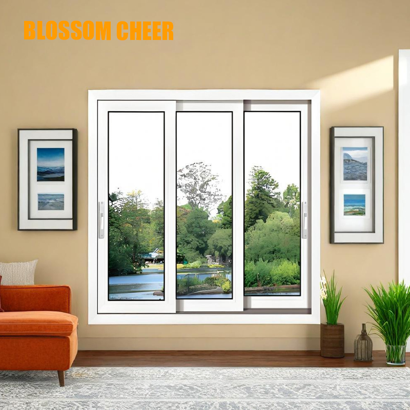 High Security Customizable Double Glass UPVC Sliding Windows