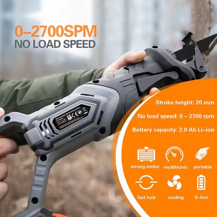 20V Electric Battery Powered Cordless Reciprocating Saw Portable Electric Woodworking Saw