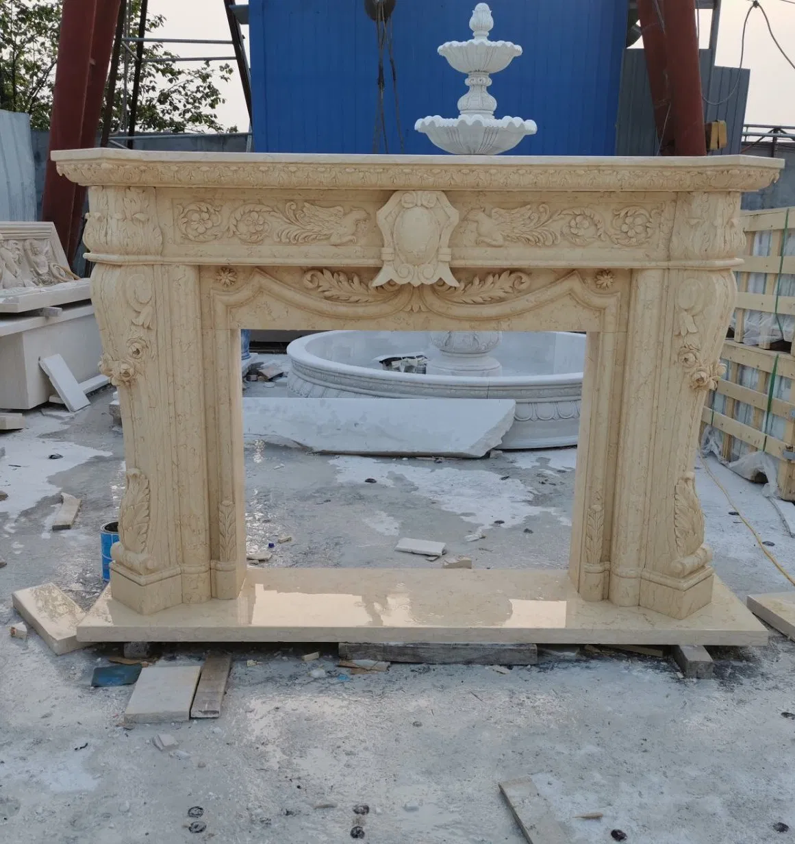Hot Selling Factory Wholesale Antique Classic Marble Fireplace Natural Stone Mantel for Sale (SYMF-501)