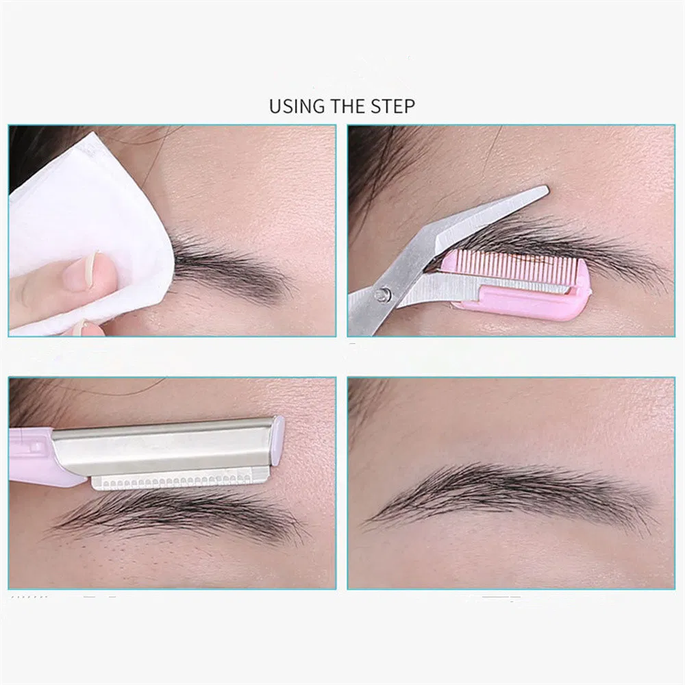 Hot Sale Stainless Steel Eyebrow Trimming Scissors with Eyebrow Comb