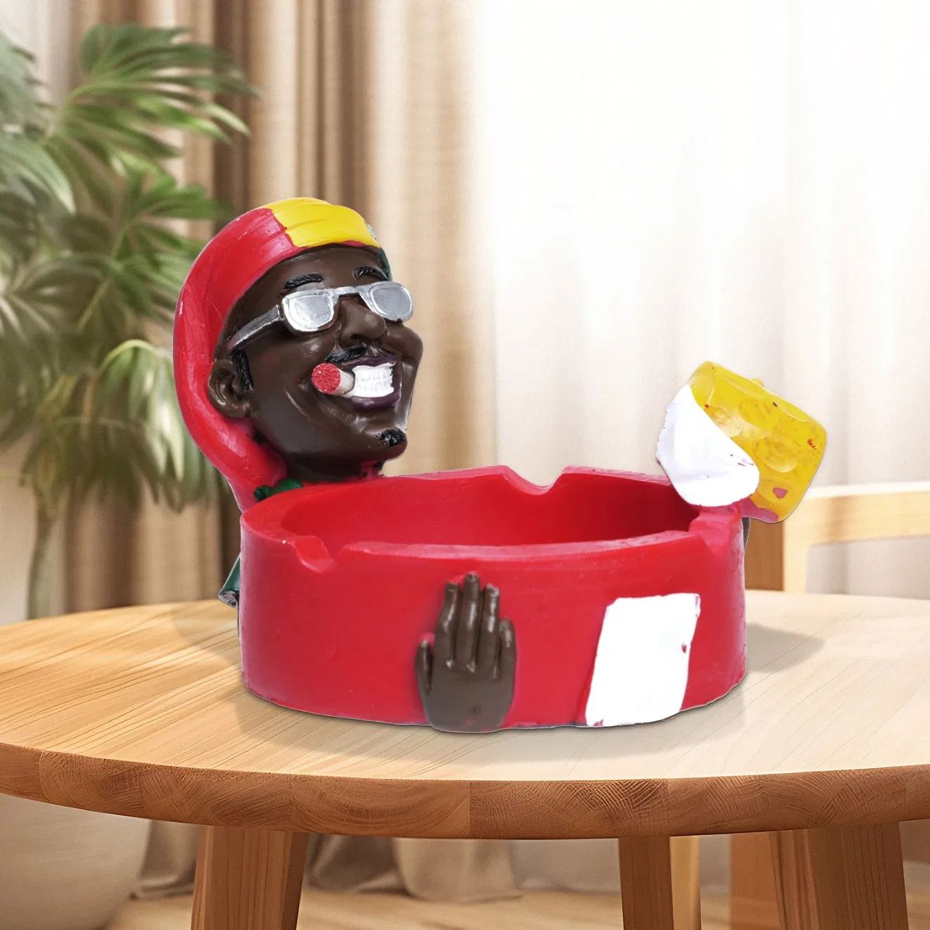 Custom Design Jamaican Handmade Shape Cigar Portable Colorful Resin Ashtray