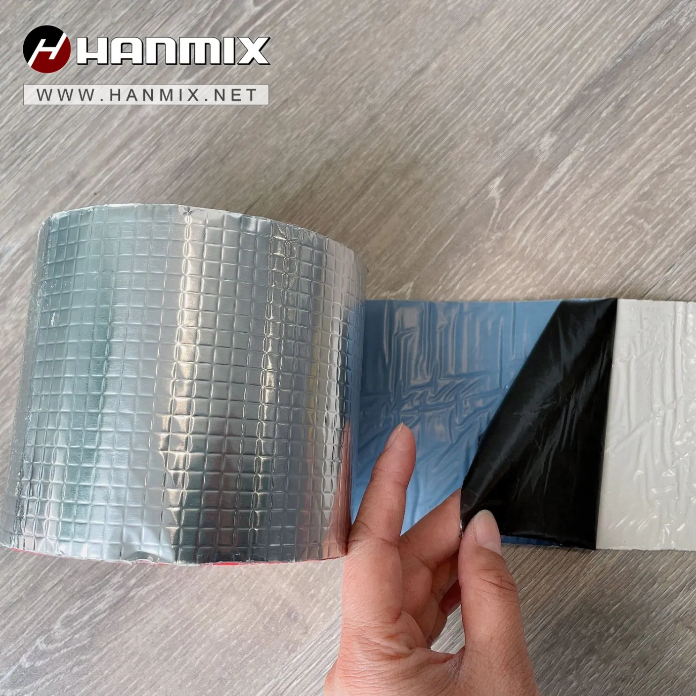 Hanmix Butyl 1.2-1.5mm 2.0mm 2.5mm 3.0mm 3.5mm 4.0mm 4.5mm 5.0mm Waterproof Tape with Aluminum Foil Butyl Tape