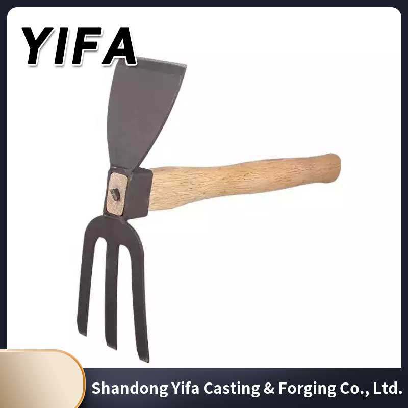 High Quality Stainless Steel Planting Garden Tools Hoe Two Sides Hand Agriculture Hoe and Fork with Small Wooden Handle