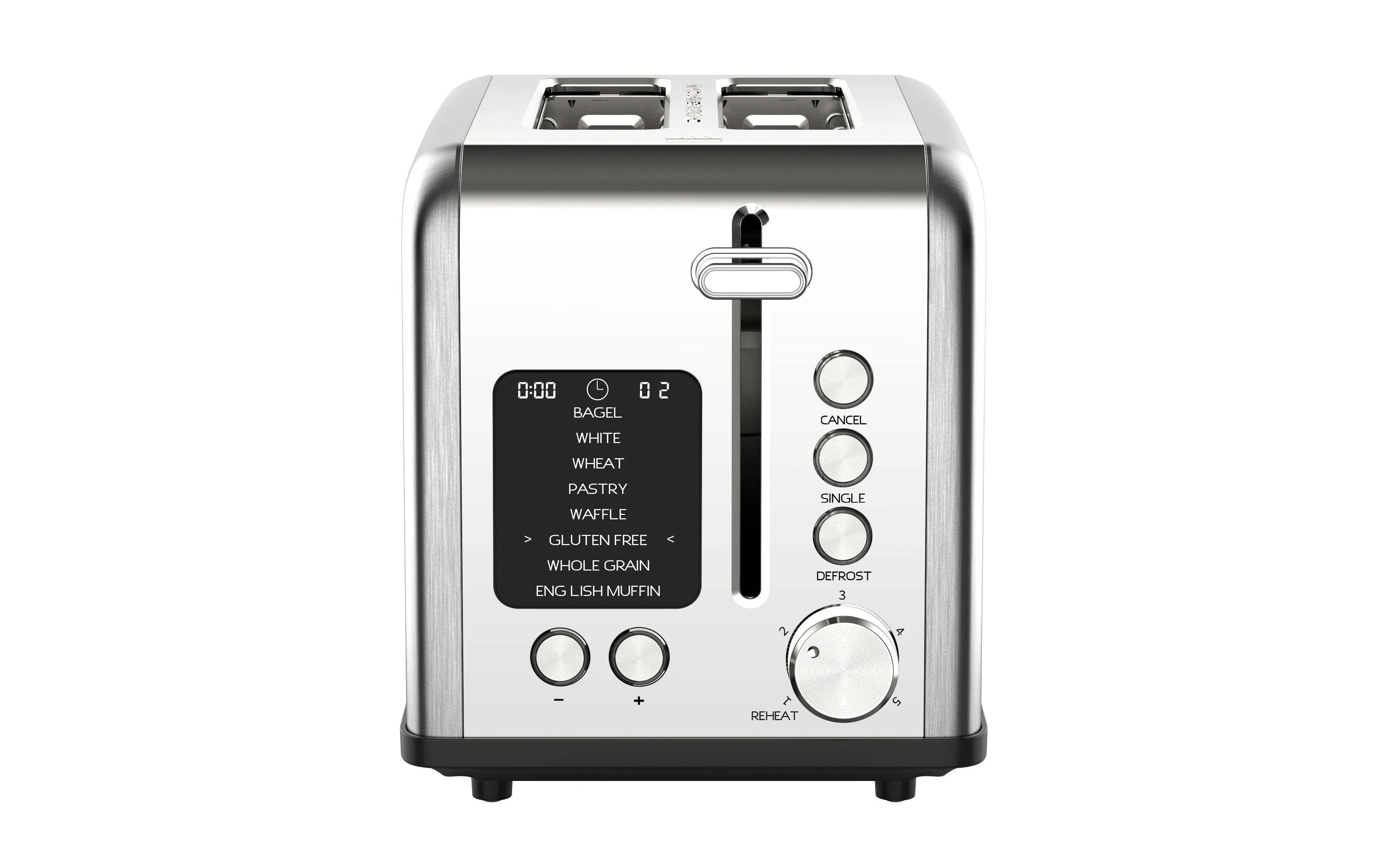 2-Slice Toaster - modern Deisgn with Function and Timer Count-Down Display