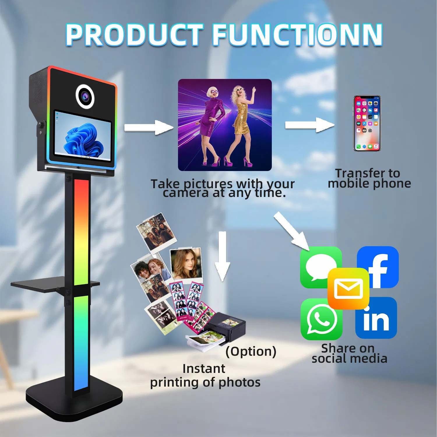 Фотобудка Vintage с сенсорным экраном для свадьбы и вечеринок