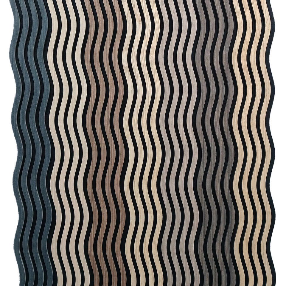 Special-Shaped Concave-Convex Polyester Grille Sound-Absorbing Panel Solid Wood Curved Grille Polyester Soundproof Panel