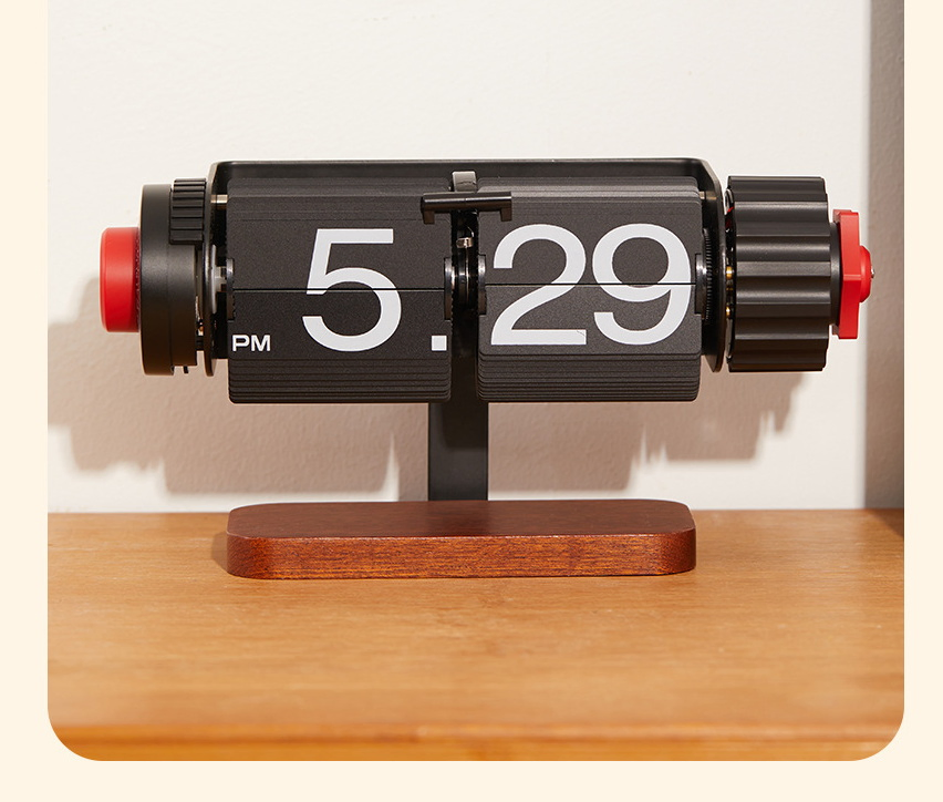 Vintage Style Digital Page Turn Adjustable Silent Quartz Movemen Desk Clock