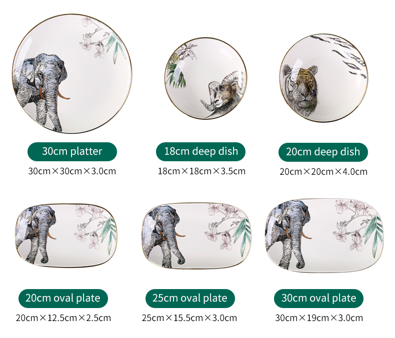 Wholesale High Quality Decal Animal Pattern Soup Ceramic Dinner Bowl