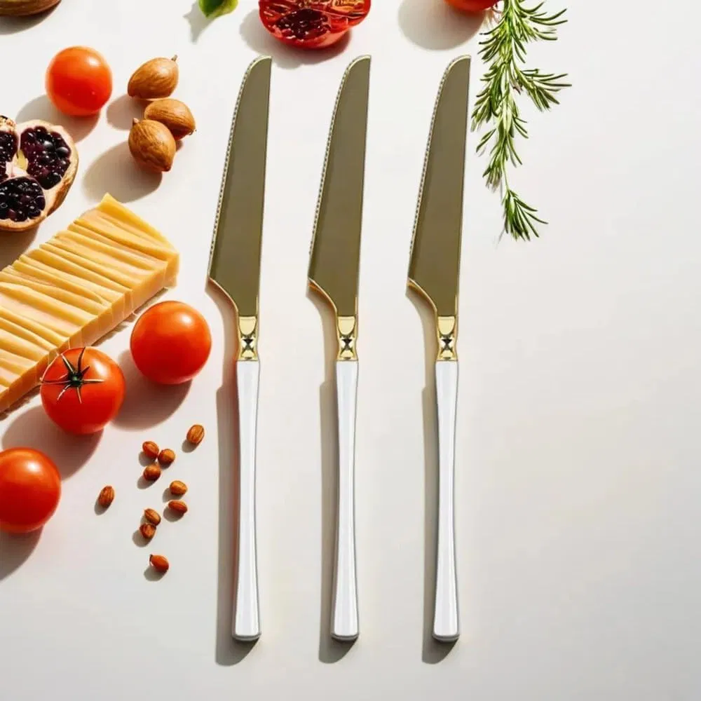 Elegant Gold and White Disposable Cutlery for Events