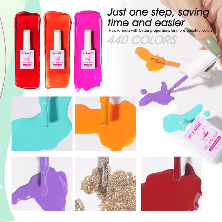 R S Nail Private Label UV Gel Professional Nail Supplies Soak off One Step Gel 440 Colors Gel Nail Polish