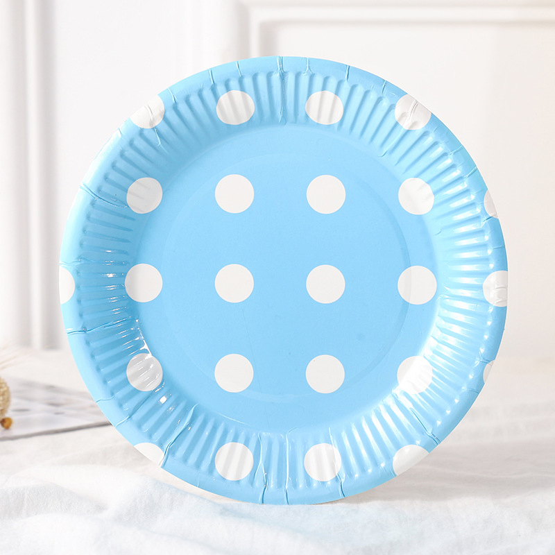 White and Gold Silver Chevron Star Stripe Dots Print Disposable Tableware 7 Inch Paper Plate for Birthday Anniversary Party