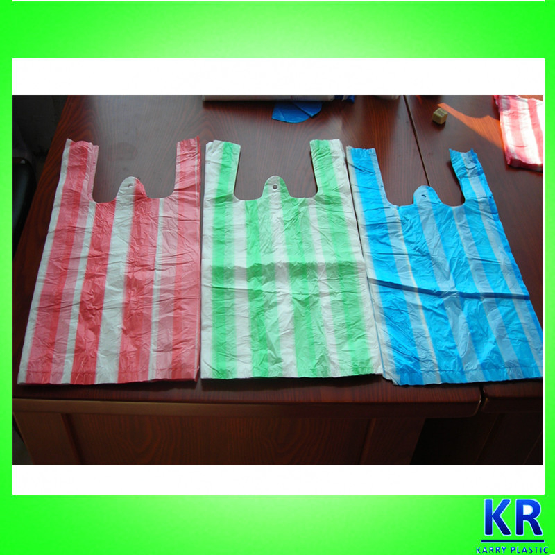 HDPE T-Shirt /Vest/Rubbish Handle /Garbage/Trash/Shopping Packaging/ Bags with Colorful Stripe.