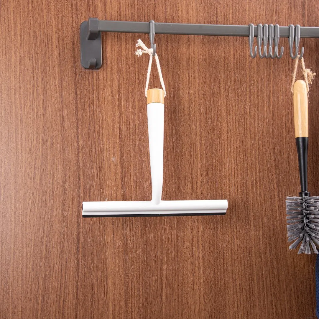 All-Purpose Shower Squeegee with Bamboo Handle and Hook