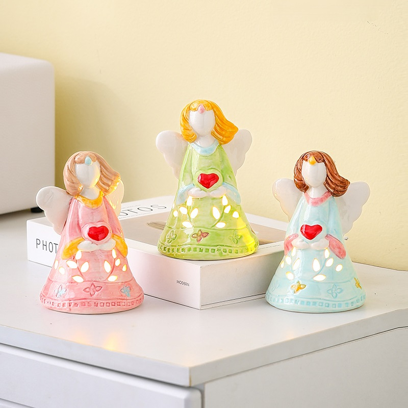 Elegant LED Angel Night Light with Modern Ceramic Design