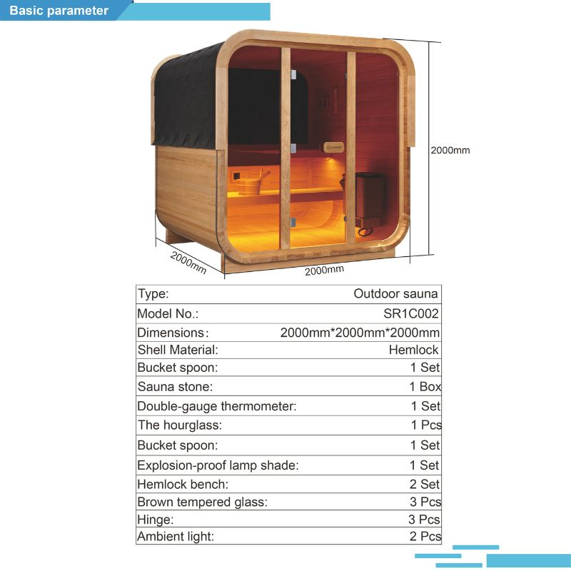 Люкс сауна из хемлока для 5-6 человек с закалённым стеклом