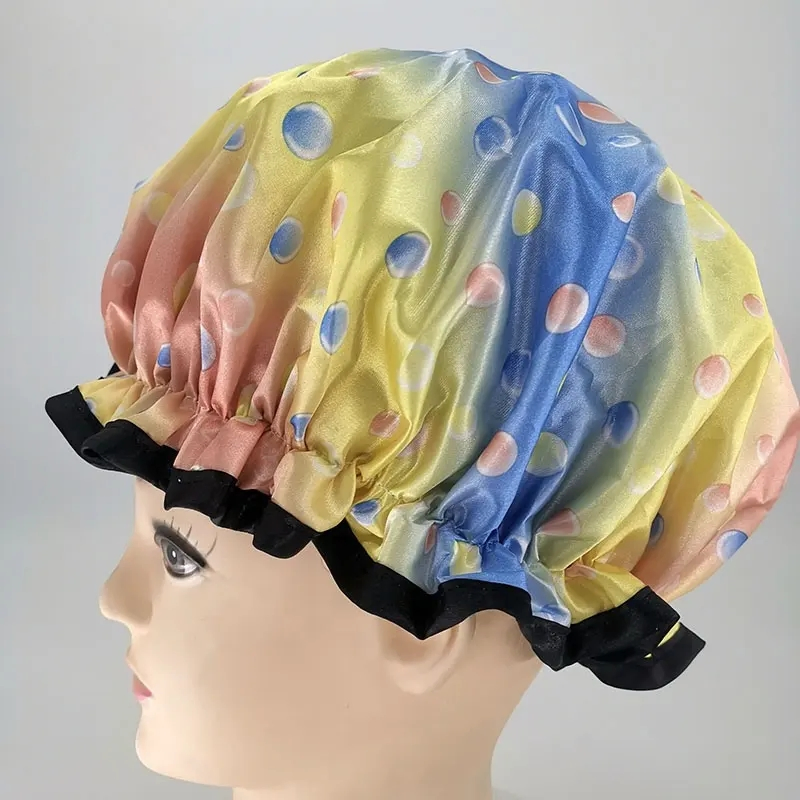 Factory Direct Luxury Flower Printing Satin Shower Caps Custom Logo Available