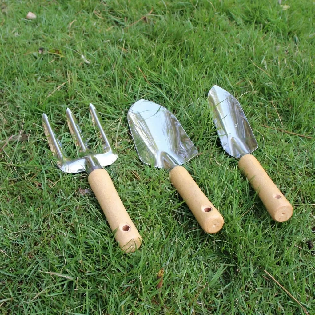 Multi-Functional Stainless Steel Garden Tool Set with Beech Wood Handle