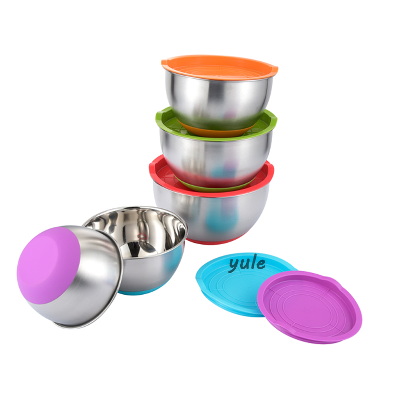 House Cooking with Multi-Function Lid Stainless Steel Nesting Mixing Bowl with Grater