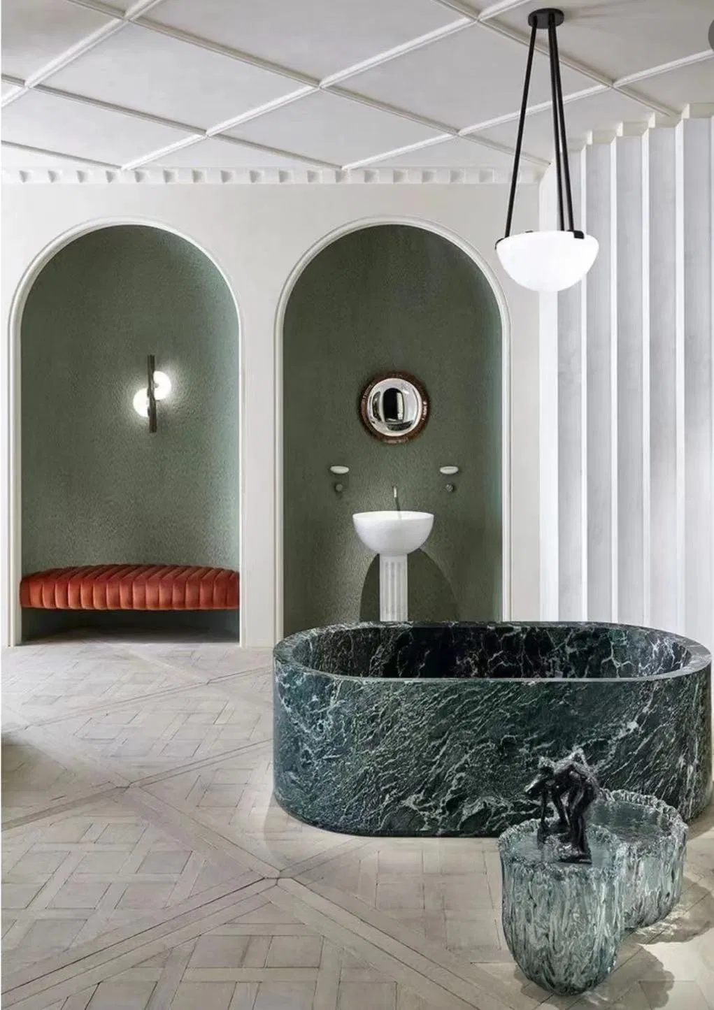 Hand Made Carving Natural Stone Hotel Decor Freestanding Marble Bathroom Bathtub Price