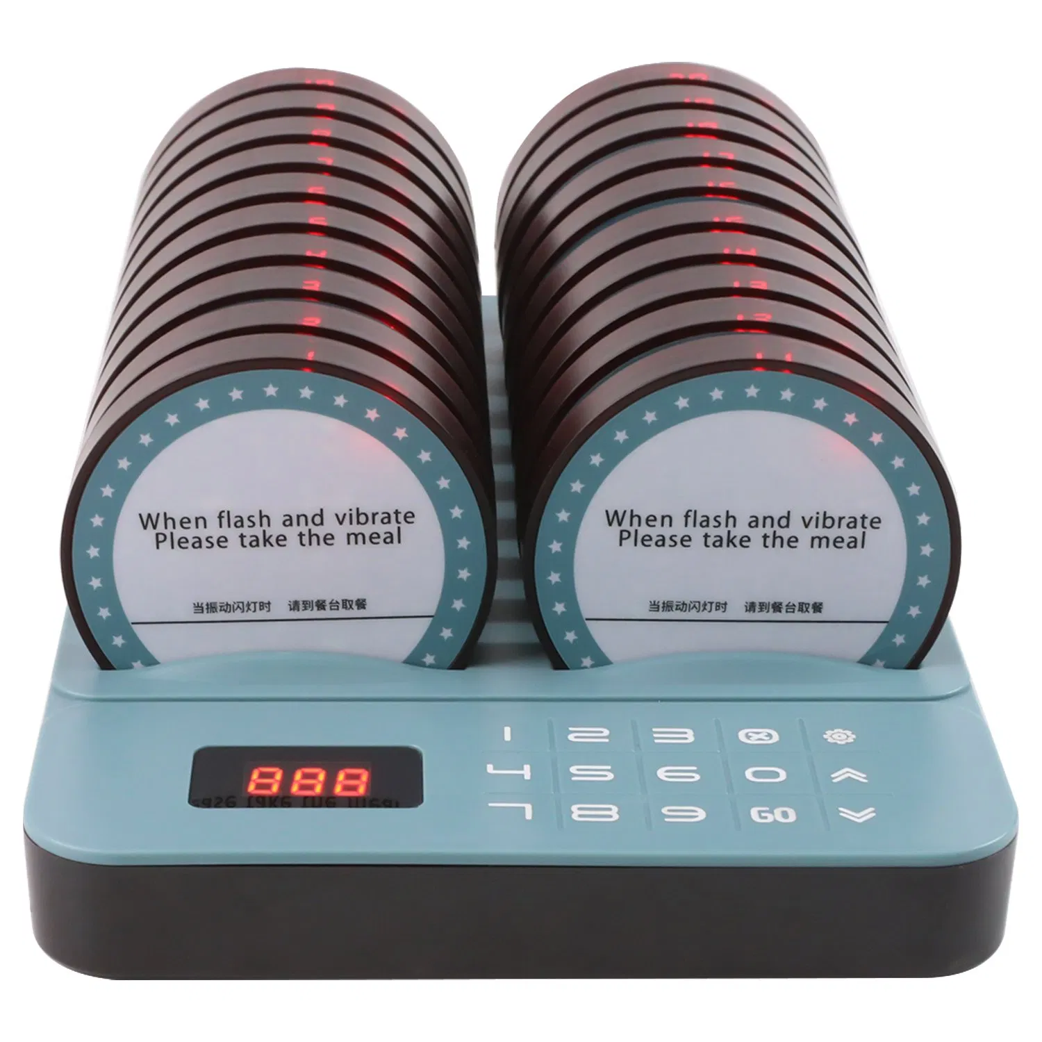 Wireless Restaurant Pager System 20 Coasters 300 Meters Food Truck