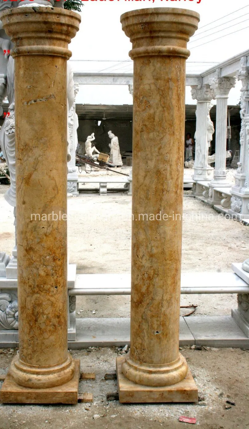 Gold Stone Sculpture Marble Column (SY-C014)