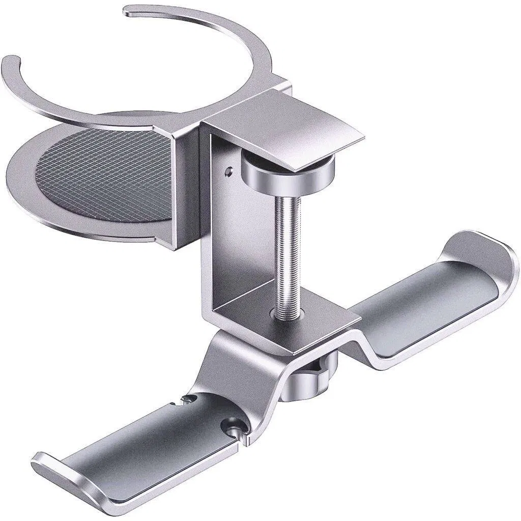 Two Headphone Holder Earphone Mount with Cup Holder