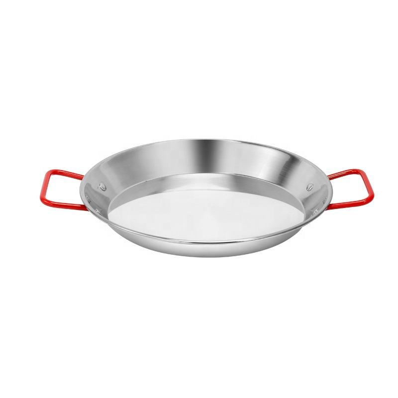 China Professional Kitchen Cooking Tool Chicken Fruit Plate Seafood Frying Pot Induction Skillet 24cm 26cm 28cm 30cm 32cm Non-Stick Stainless Steel Paella Pan