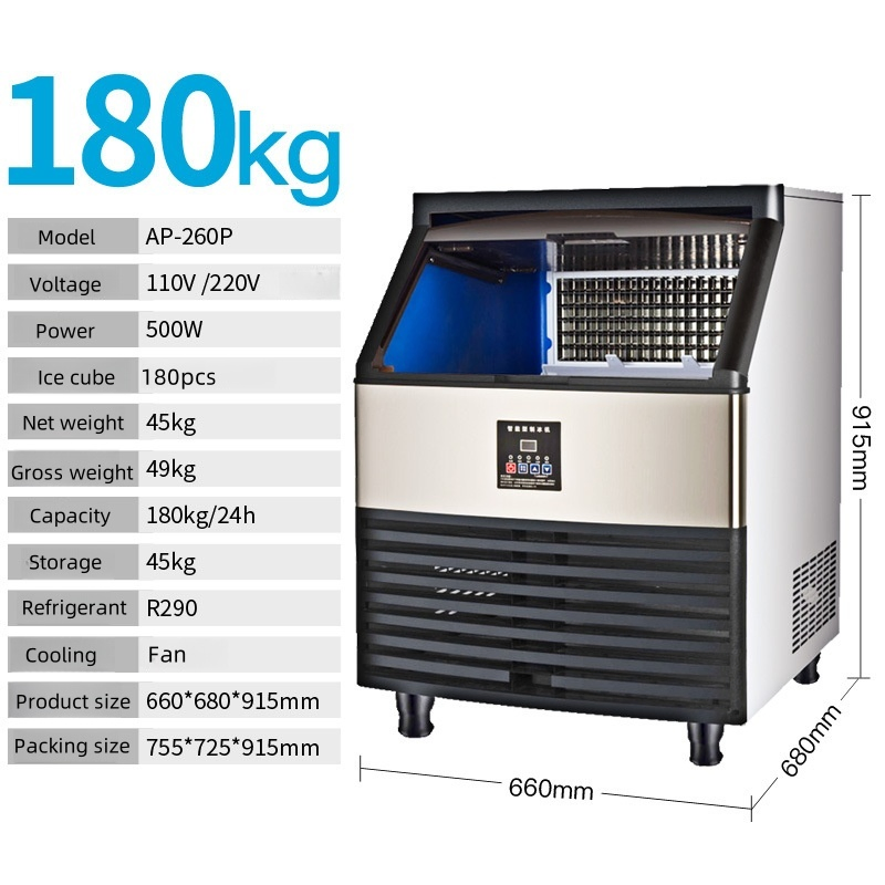 180kg Commercial Industrial Ice Cube Block Maker Making Machine for Bar