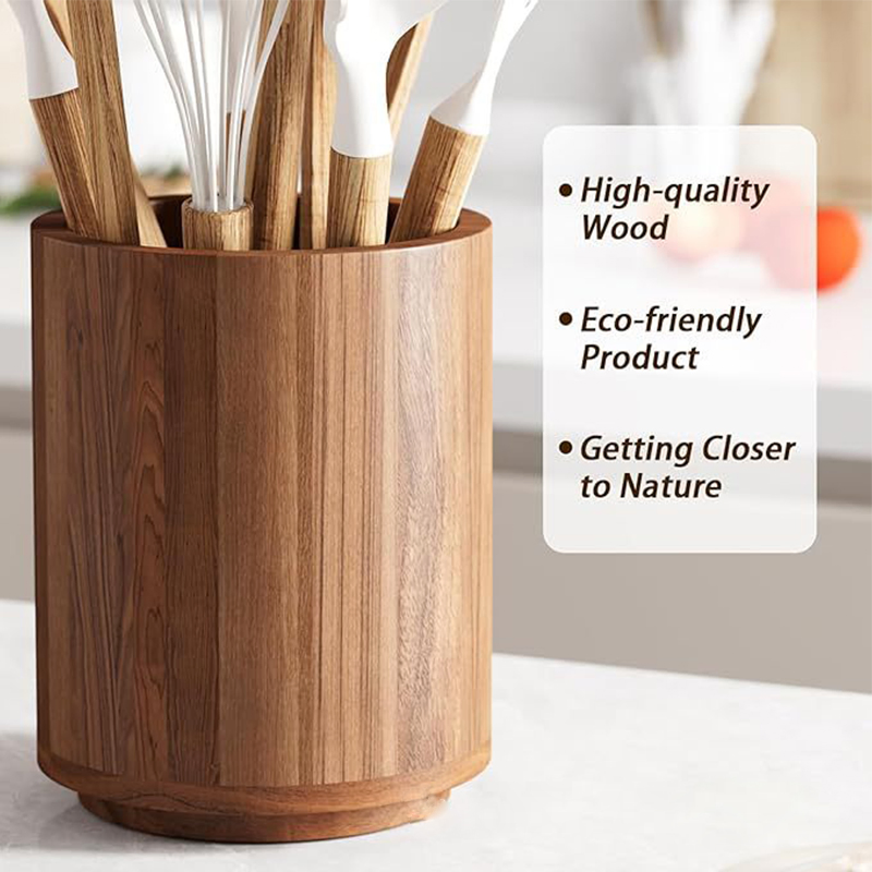 Wooden Cutlery Stand 360 Degree Rotating Kitchen Cutlery Stand Kitchen Utensils Organizer Sideboard Farm Kitchen Workbench Deco