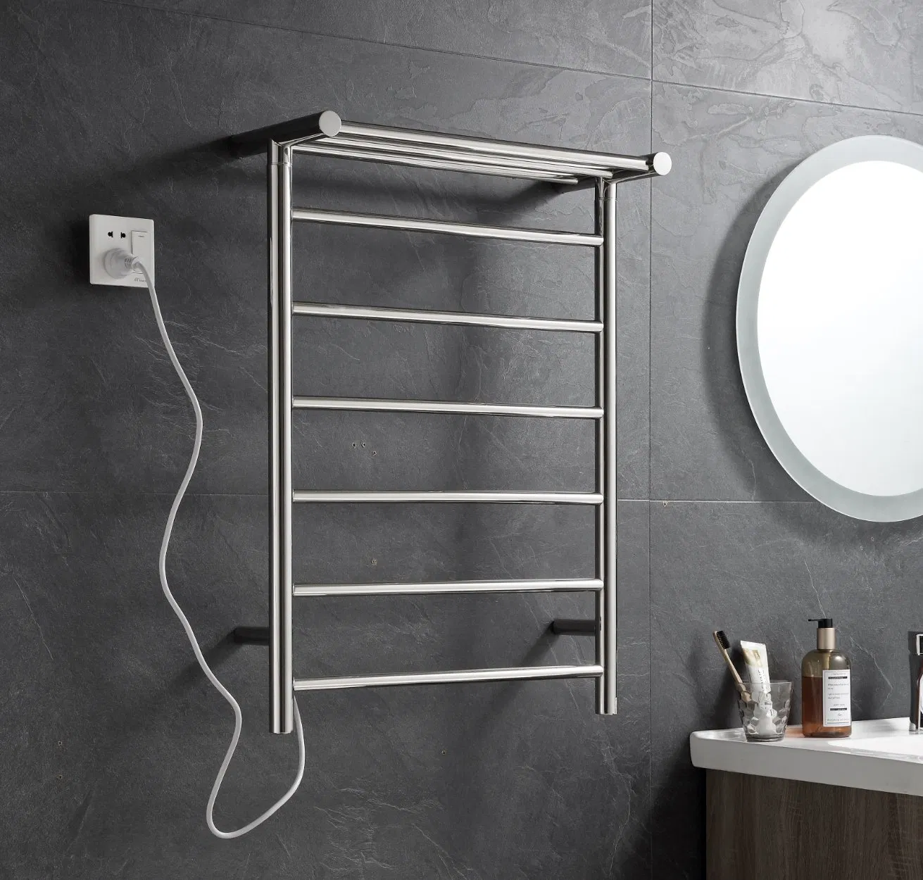 Электрический полотенцесушитель из нержавеющей стали, 6 труб