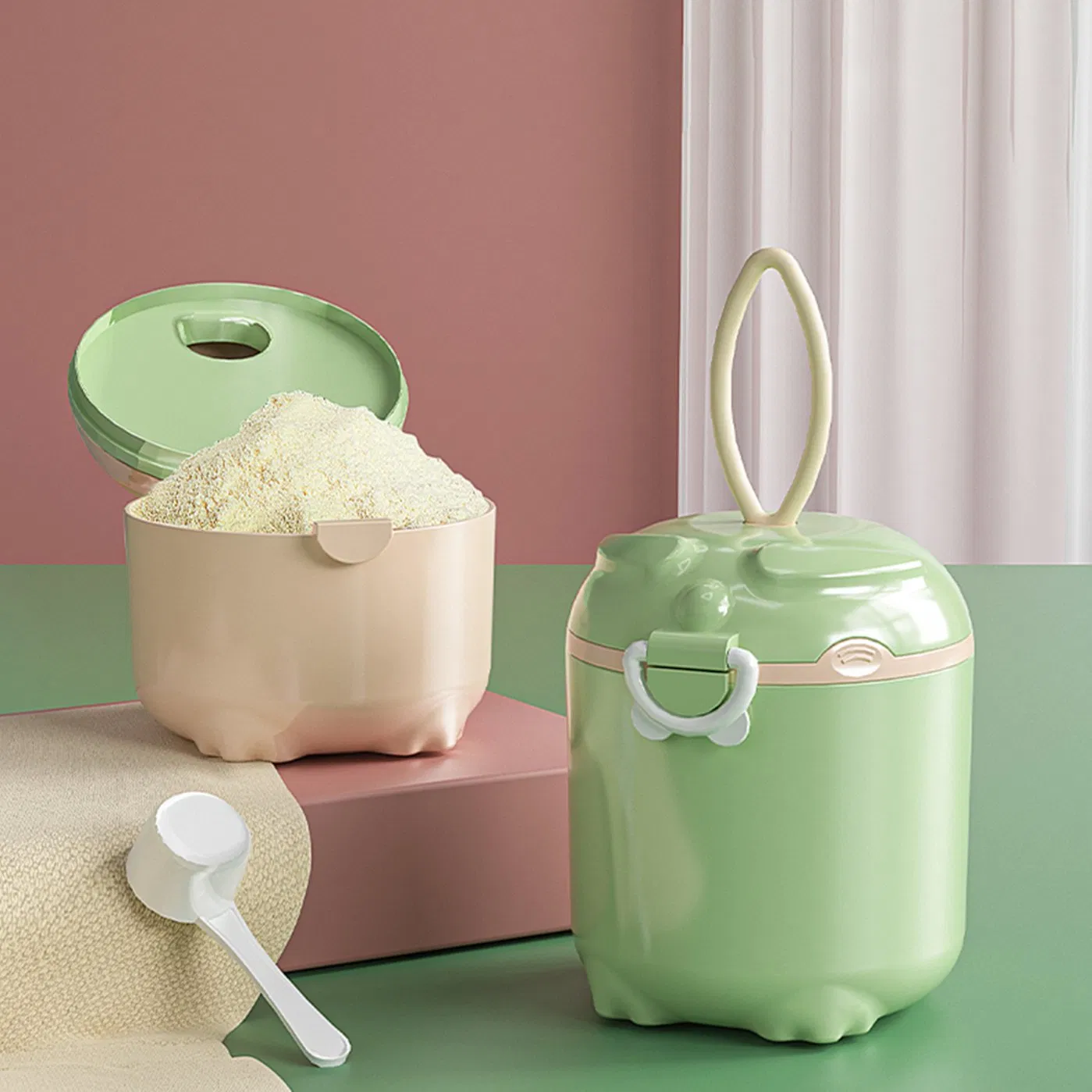 Portable 270g Milk Powder Container and Dispenser Set for Baby Formula for 0-12 Months Manual Type