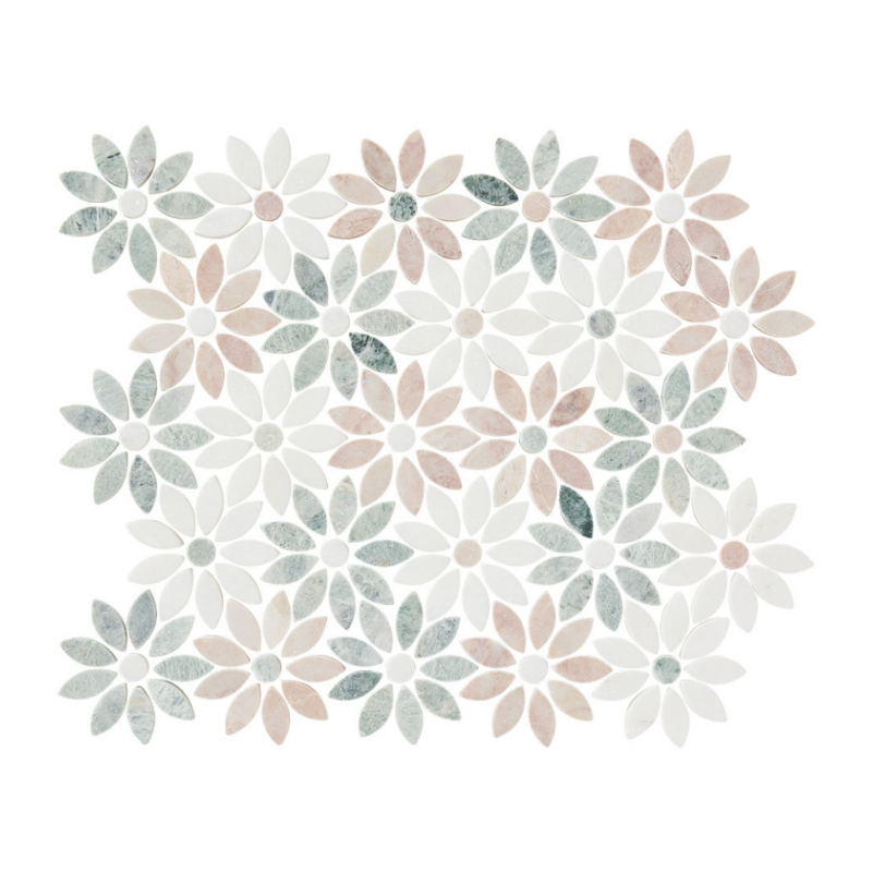 Luxury Style Morden Design Mixed Color Marble Flower Waterjet Mosaic for Interior Wall Decoration Bathroom Kitchen Backspalsh