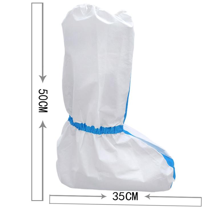 Microporous Water Resistant Boot Cover with Blue Adhesive Tape Shoe Cover with High Quality Disposable Shoe Covermaterialpp/CPE Boot Cover