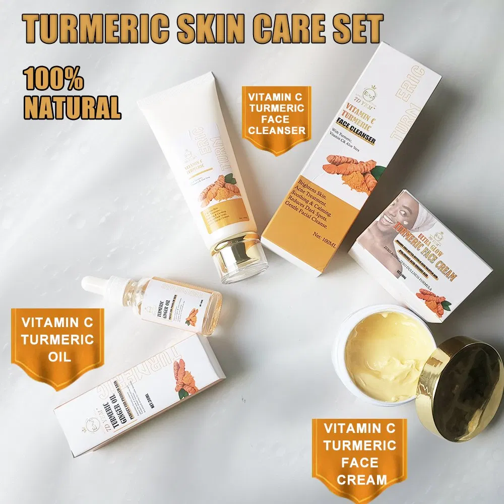 OEM/ODM 100% Natural Organic Herbal Acne Remove Turmeric Skin Care Set Wholesale Slin Lightening Turmeric Set for Acne