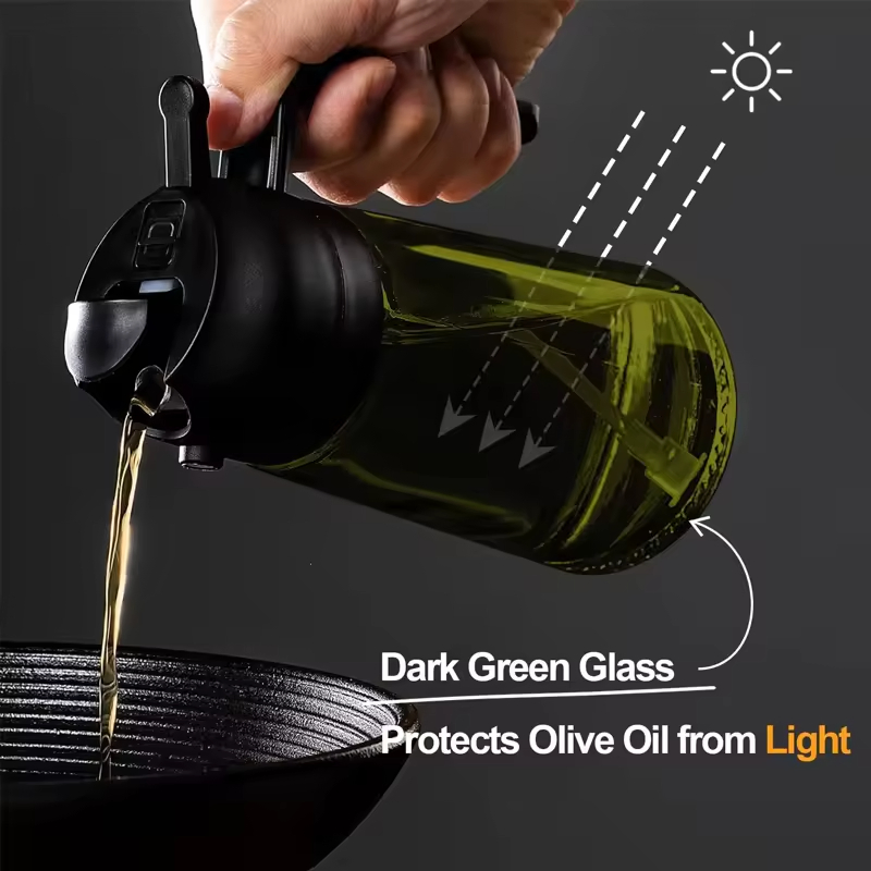 Top Seller Efficient Multifunctional Portable Food Grade 2/1 Oil Sprayer Glass Plastic Set with Pour Oil Sprayer for Kitchen