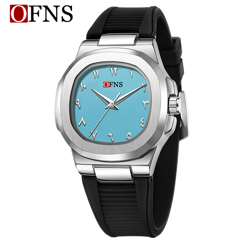 Dual-Dial Minimalist Arabic Numerals Men's Quartz Watch Waterproof Small Square Wristwatch