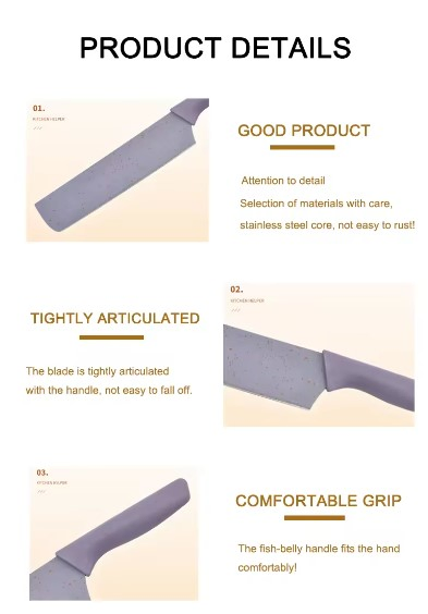 Mini Colorful Straw Wheat Stainless Steel Sharp Paring Knife 6 PCS Kitchen Knife Set Professional Knife