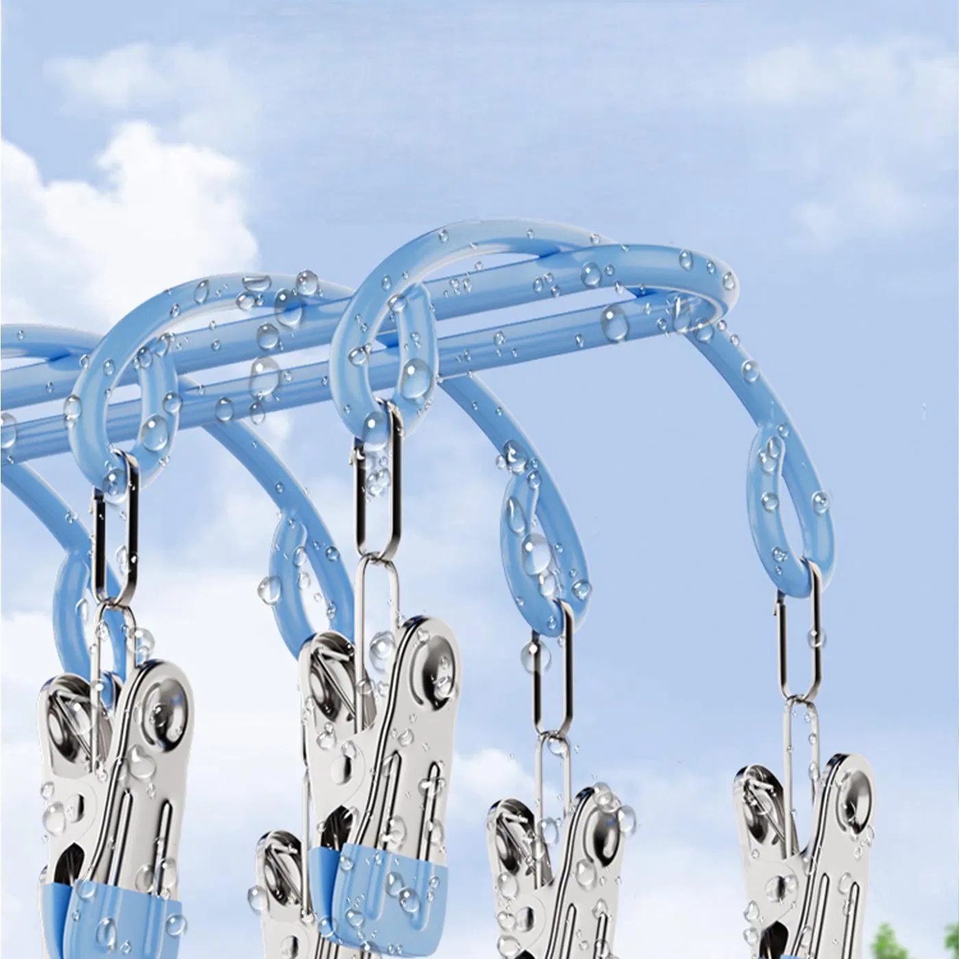 Stainless Steel Multi Clip Clothes Hanger Household Socks Underwear Drying Rack Balcony Laundry Hanger