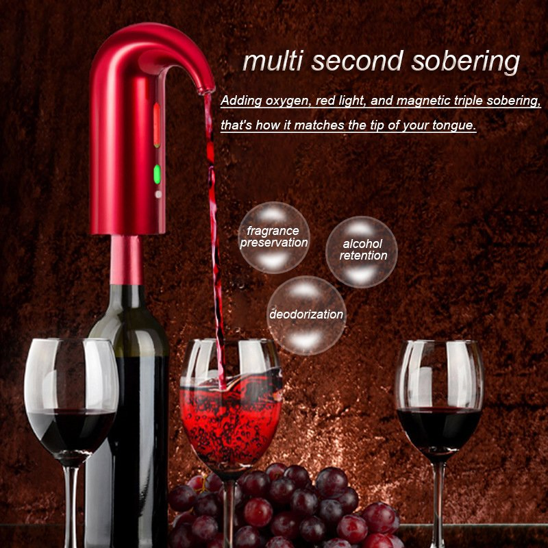 Portable One-Touch Rechargeable Automatic Wine Decanter Dispenser Pump Electric Wine Aerator Pourer