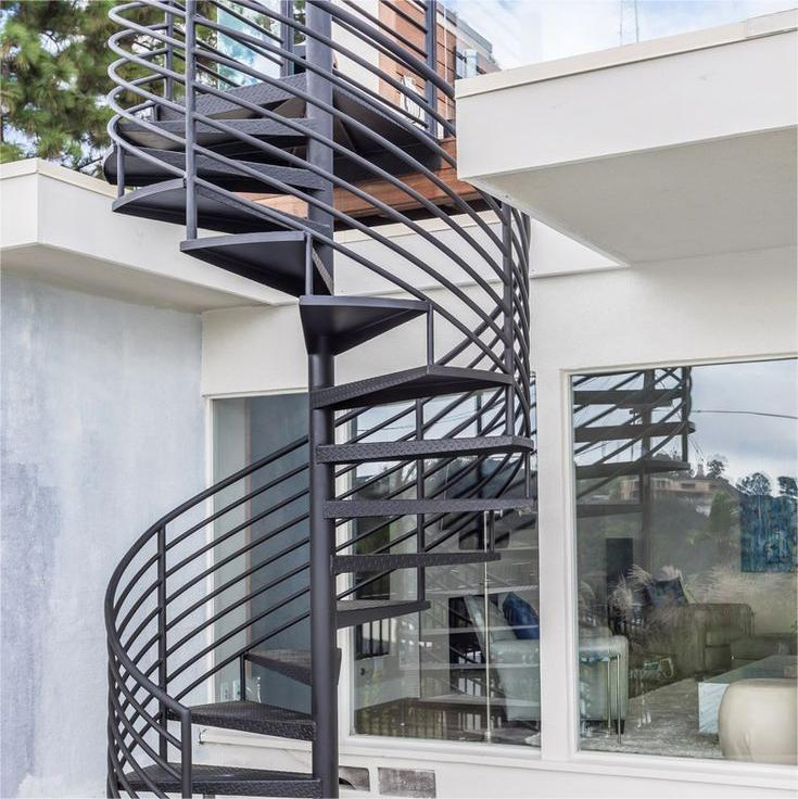 Modern Stylish Indoor/Outdoor Wrought Iron Spiral Stairs Galvanized Steel Metal Staircase for Attic Use Straight Shape for House