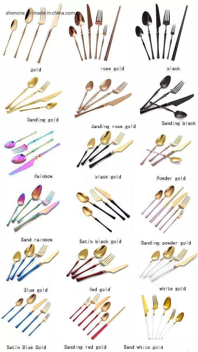 Shenone Black Coating Stainless Steel Dinnerware Spoon Set Knife Fork for Wedding Event