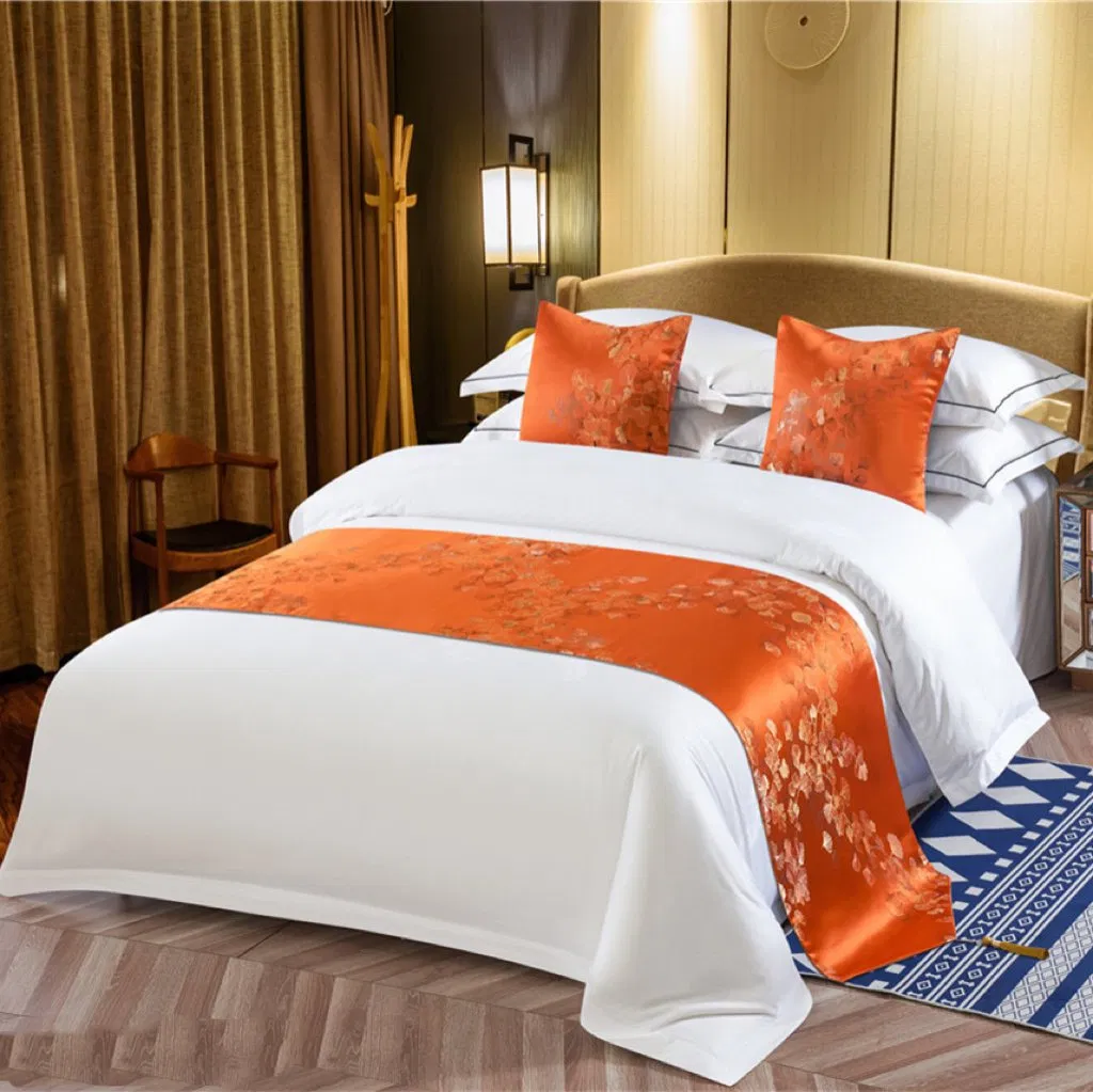 Molee Customized Polyester King Sheet Set Bed Runner Design Hotel Bedding Bed Flag